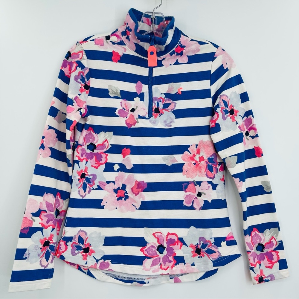 Joules fairdale sweatshirt floral strip‎ quarter 1/4 zip